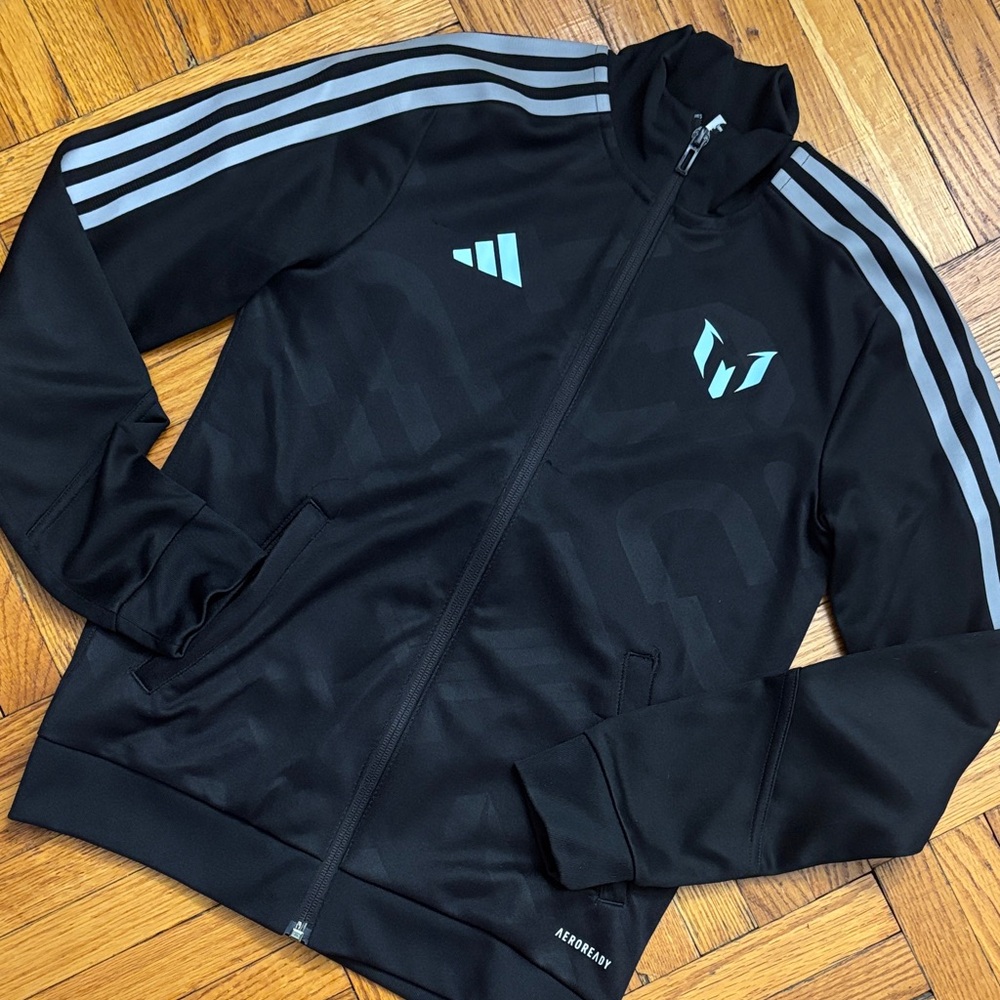 Lionel Messi Adidas Black and Gray Lightweight Jacket